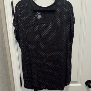 Dark Gray Short Sleeve Metallic Polka Dot Tee